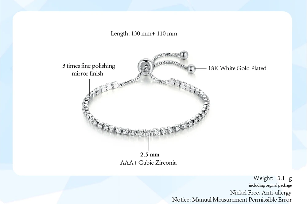 Tennis Bracelet for Women ·Sparkling Zircon Jewelry in Rose Gold Color, Handmade Friends Gift, Cute Jewelry Wholesale (H017)