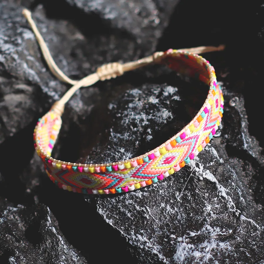 Bohemian Handmade Adjustable Miyuki Fabric Bracelet ·Ethnic Style Summer Armband Jewelry for Women