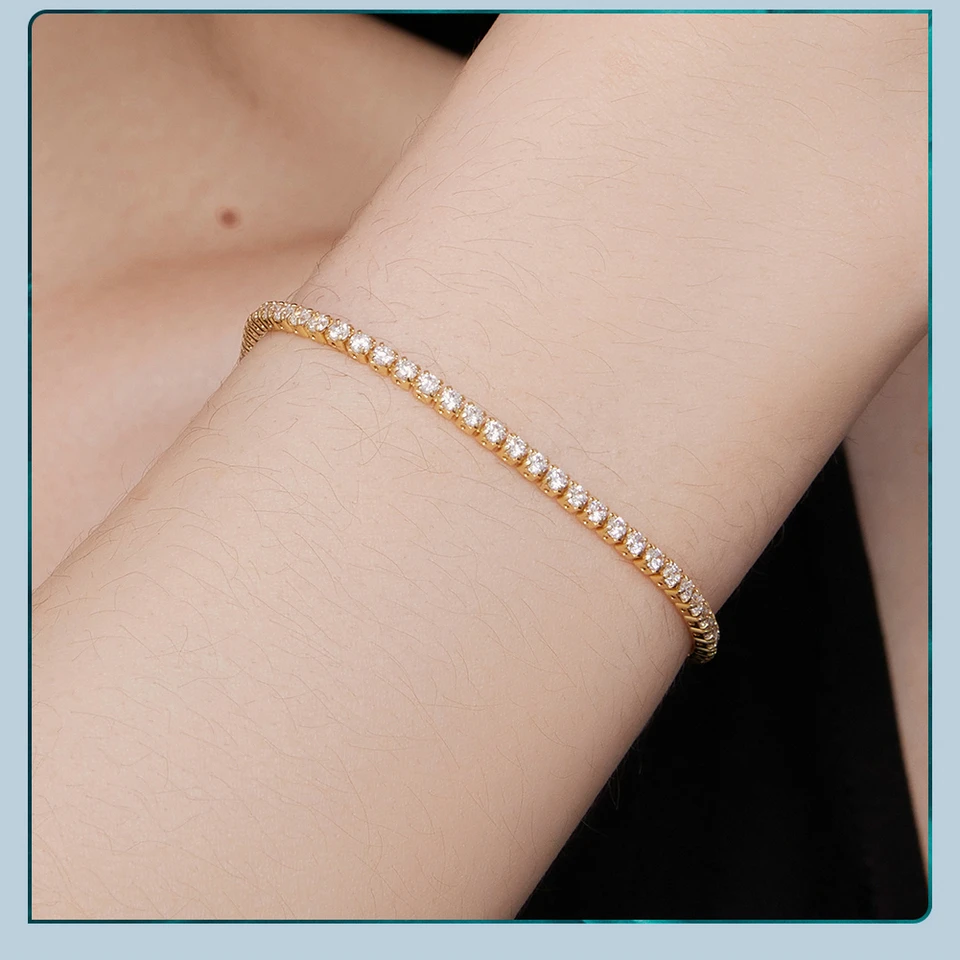 925 Sterling Silver Adjustable Tennis Bracelet for Women ·Platinum Plated with 3mm Clear Cubic Zirconia, Classic Style