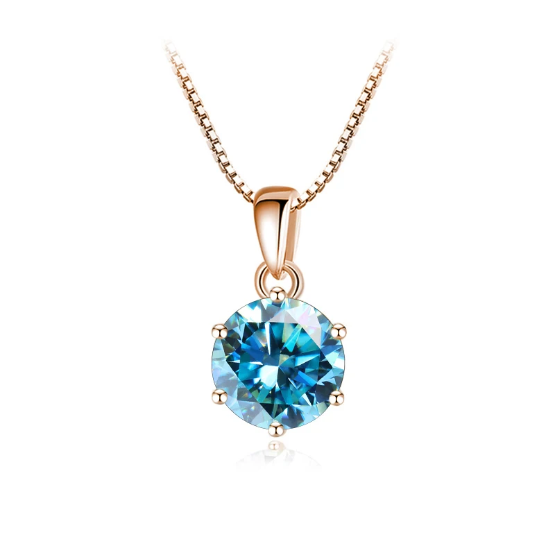 Butterflykiss 6.5mm 1.0 Carat D Moissanite Necklace ·Rose Gold Plated S925 Silver Pendant for Women