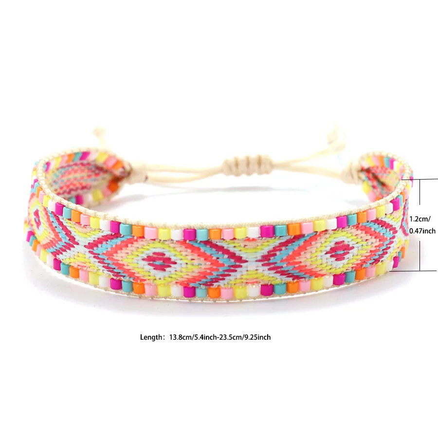 Bohemian Handmade Adjustable Miyuki Fabric Bracelet ·Ethnic Style Summer Armband Jewelry for Women