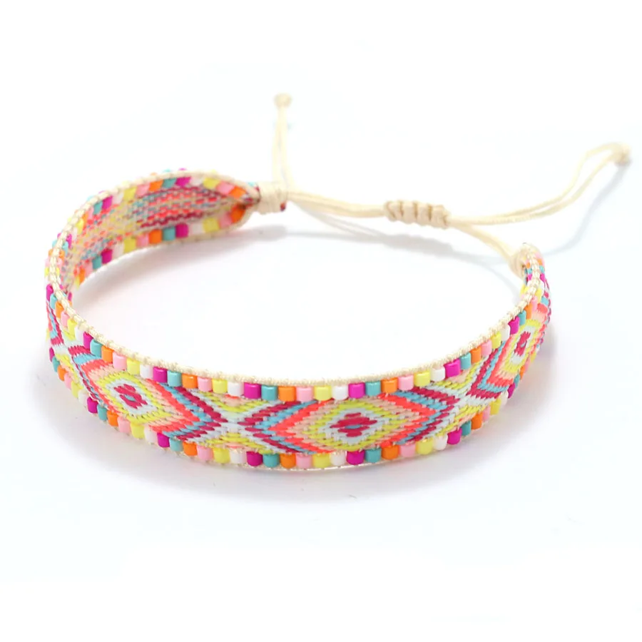 Bohemian Handmade Adjustable Miyuki Fabric Bracelet ·Ethnic Style Summer Armband Jewelry for Women