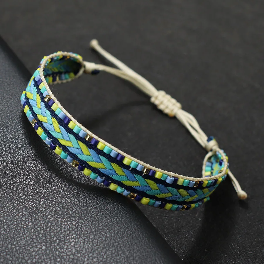 Bohemian Handmade Adjustable Miyuki Fabric Bracelet ·Ethnic Style Summer Armband Jewelry for Women