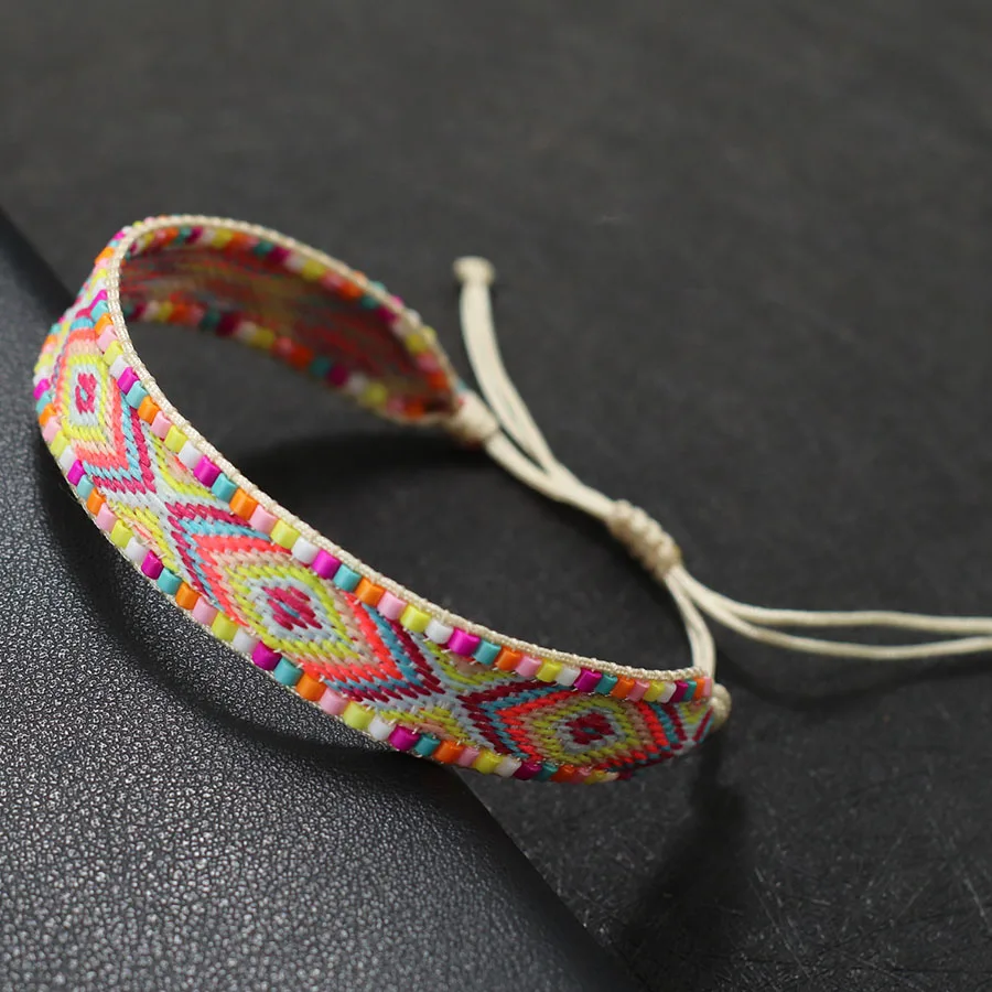 Bohemian Handmade Adjustable Miyuki Fabric Bracelet ·Ethnic Style Summer Armband Jewelry for Women