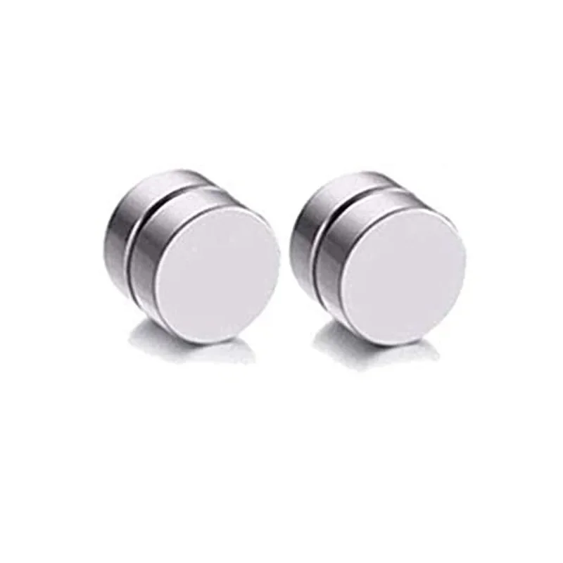 1 Pair Magnetic Ear Clip Set ·Stainless Steel Cross Ring Non-Perforated Fake Gauge Earrings for Men & Women ·Trendy Jewelry Gift