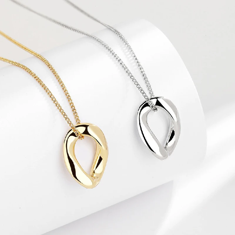 Trendy 925 Silver Necklace for Women ·Irregular Round Shape Pendant, Wedding & Engagement Jewelry Gift