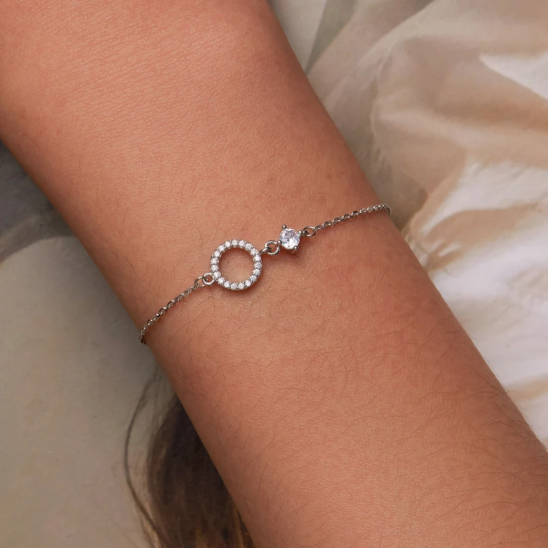 Authentic 925 Sterling Silver Simple Ring Bracelet ·Minimalist Basic Bracelet for Women, Fine Jewelry Wedding Gift