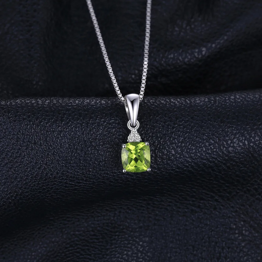 JewelryPalace 1.1ct Genuine Natural Peridot 925 Sterling Silver Pendant Necklace ·Fine Gemstone Choker for Women