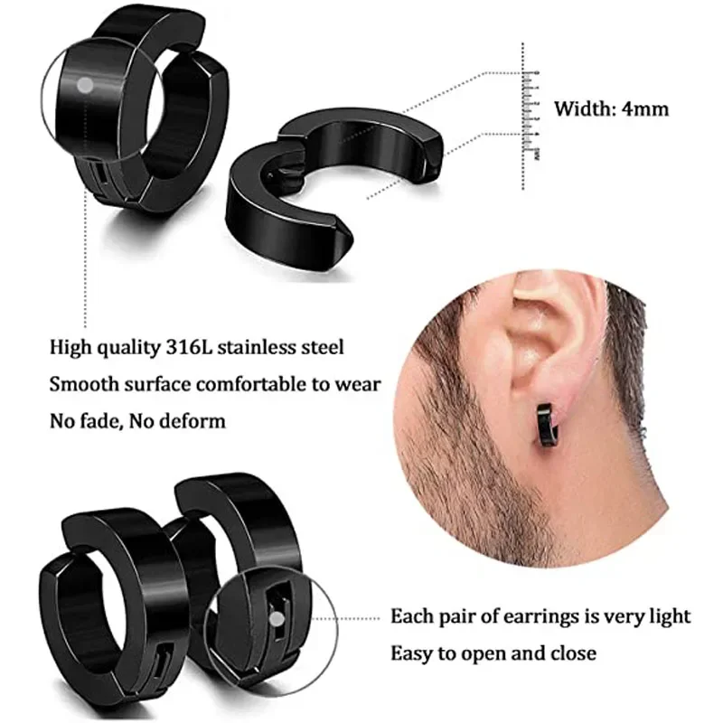 1 Pair Magnetic Ear Clip Set ·Stainless Steel Cross Ring Non-Perforated Fake Gauge Earrings for Men & Women ·Trendy Jewelry Gift