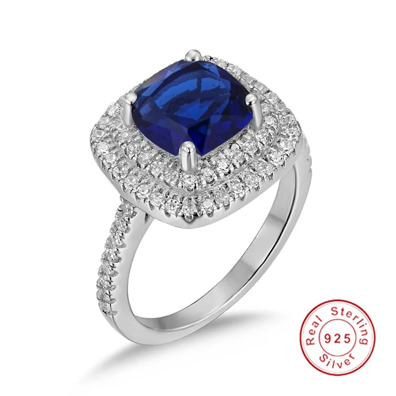 4 Stunning 100% Genuine 925 Sterling Silver Rings with Natural Blue Sapphire ·Perfect for Wedding & Engagement