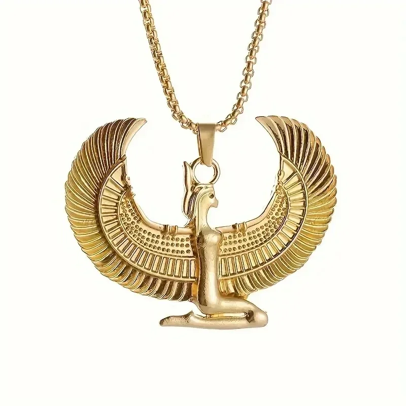 Exquisite Ancient Egyptian Goddess Spread Wings Pendant Necklace ·Fashion Hip Hop Punk Amulet Jewelry for Women