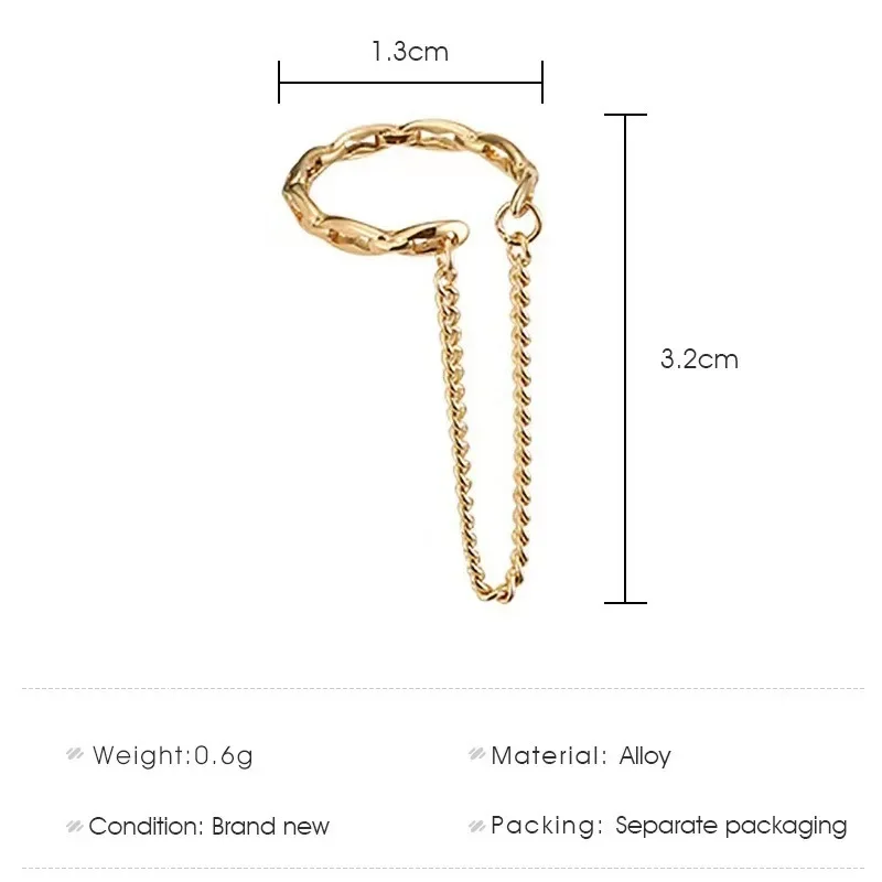 1Pc 2024 Fashion Minilist Fake Piercing Earcuff Earrings with Chain Tassel Line ·No Piercing Ear Cuff for Women ·Trendy Ear Jewelry