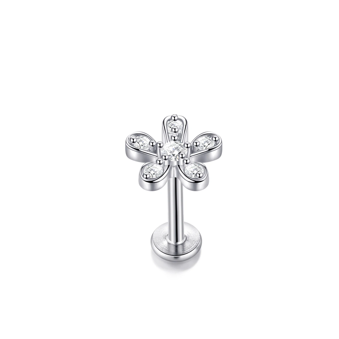 1Pc Flower Tragus Piercing Stud Earring ·Internally Threaded 316L Surgical Steel Labret Monroe Cartilage Helix Ear Jewelry