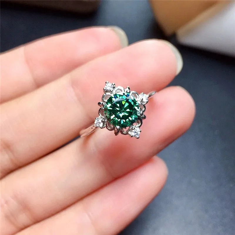 925 Sterling Silver Wedding Rings for Women ·Green Cubic Zirconia, Elegant Fashion Finger Accessories