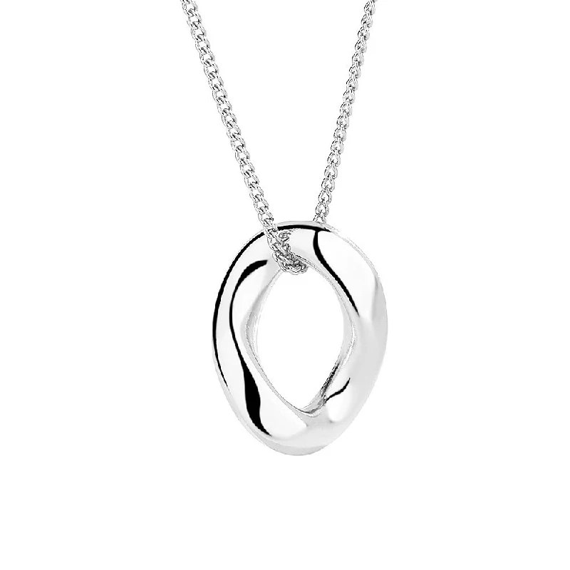 Trendy 925 Silver Necklace for Women ·Irregular Round Shape Pendant, Wedding & Engagement Jewelry Gift