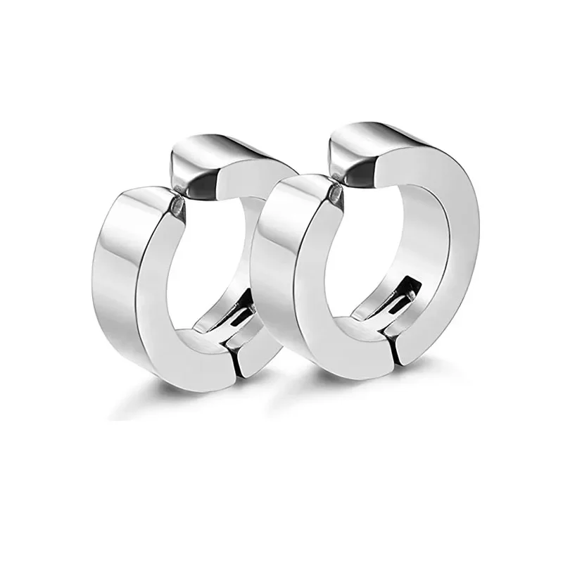 1 Pair Magnetic Ear Clip Set ·Stainless Steel Cross Ring Non-Perforated Fake Gauge Earrings for Men & Women ·Trendy Jewelry Gift