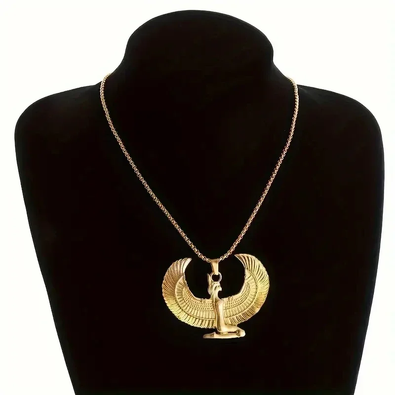 Exquisite Ancient Egyptian Goddess Spread Wings Pendant Necklace ·Fashion Hip Hop Punk Amulet Jewelry for Women