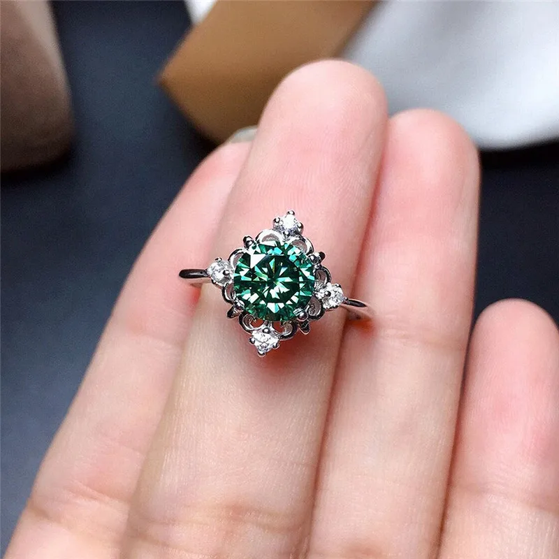 925 Sterling Silver Wedding Rings for Women ·Green Cubic Zirconia, Elegant Fashion Finger Accessories