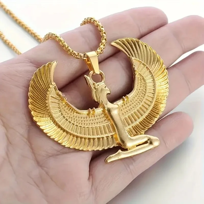 Exquisite Ancient Egyptian Goddess Spread Wings Pendant Necklace ·Fashion Hip Hop Punk Amulet Jewelry for Women