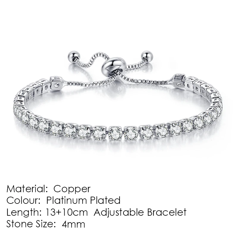 Tennis Bracelet for Women ·Sparkling Zircon Jewelry in Rose Gold Color, Handmade Friends Gift, Cute Jewelry Wholesale (H017)