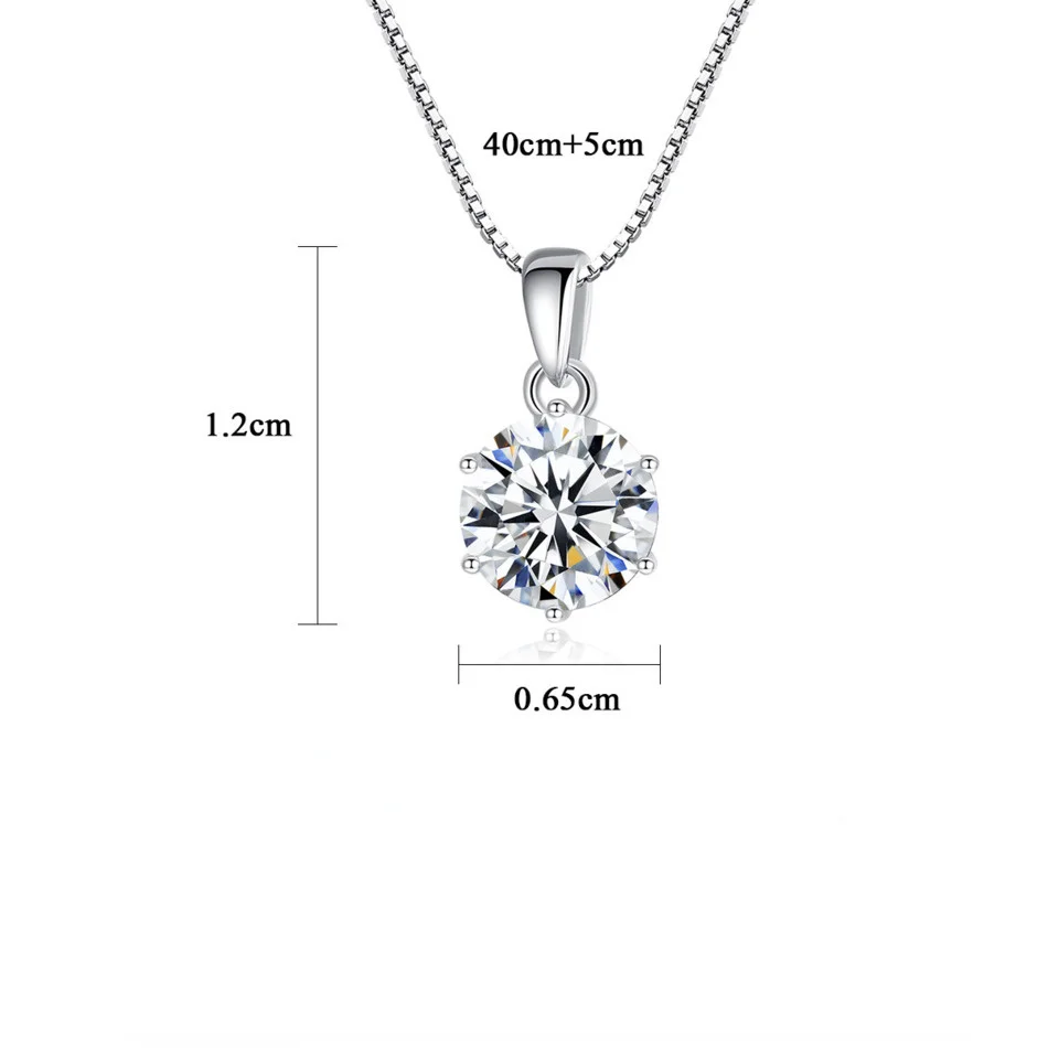 Butterflykiss 6.5mm 1.0 Carat D Moissanite Necklace ·Rose Gold Plated S925 Silver Pendant for Women