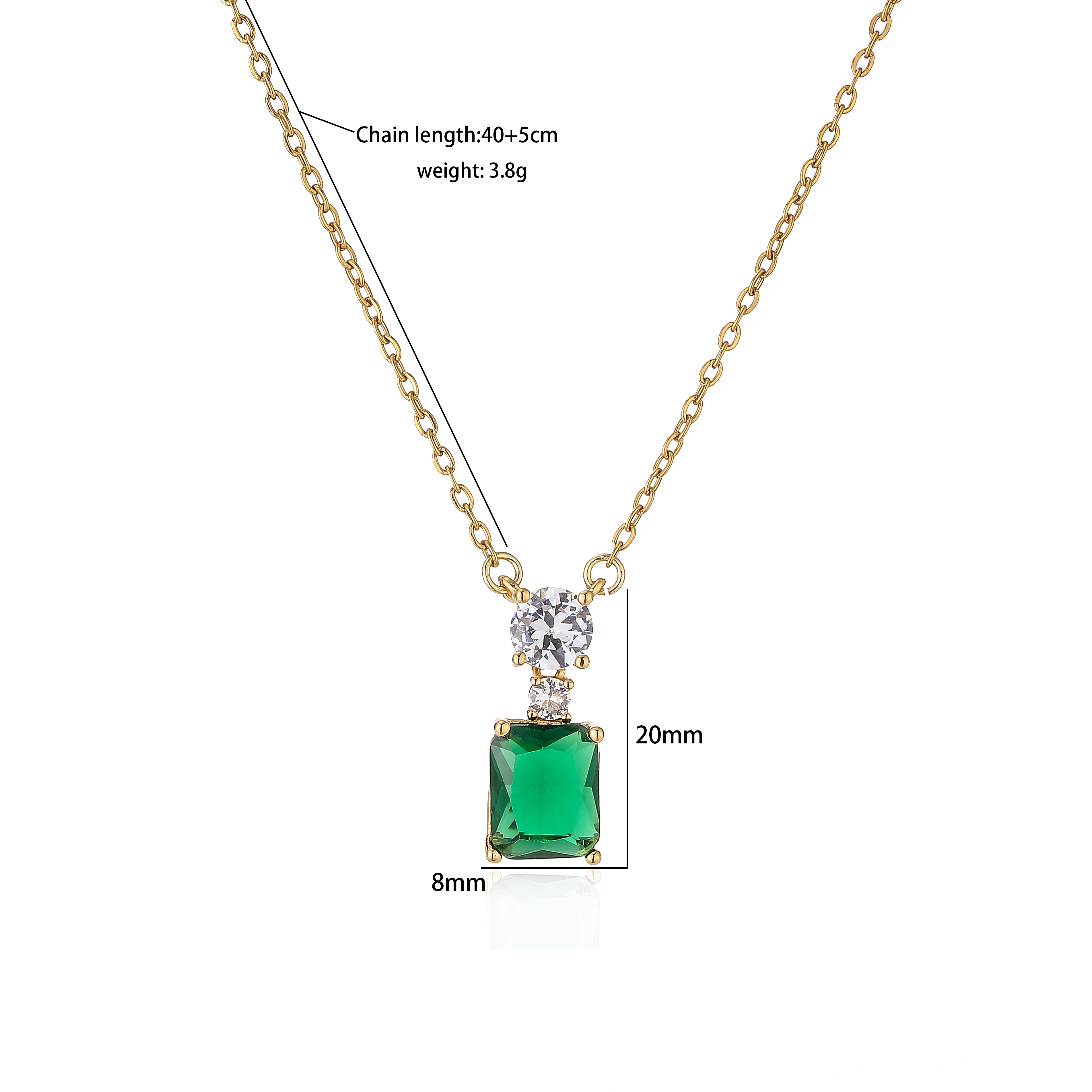 Silver Color Luxury Jewelry Set ·Green Zircon Stud Earrings & Necklace Pendant, Wedding Gifts