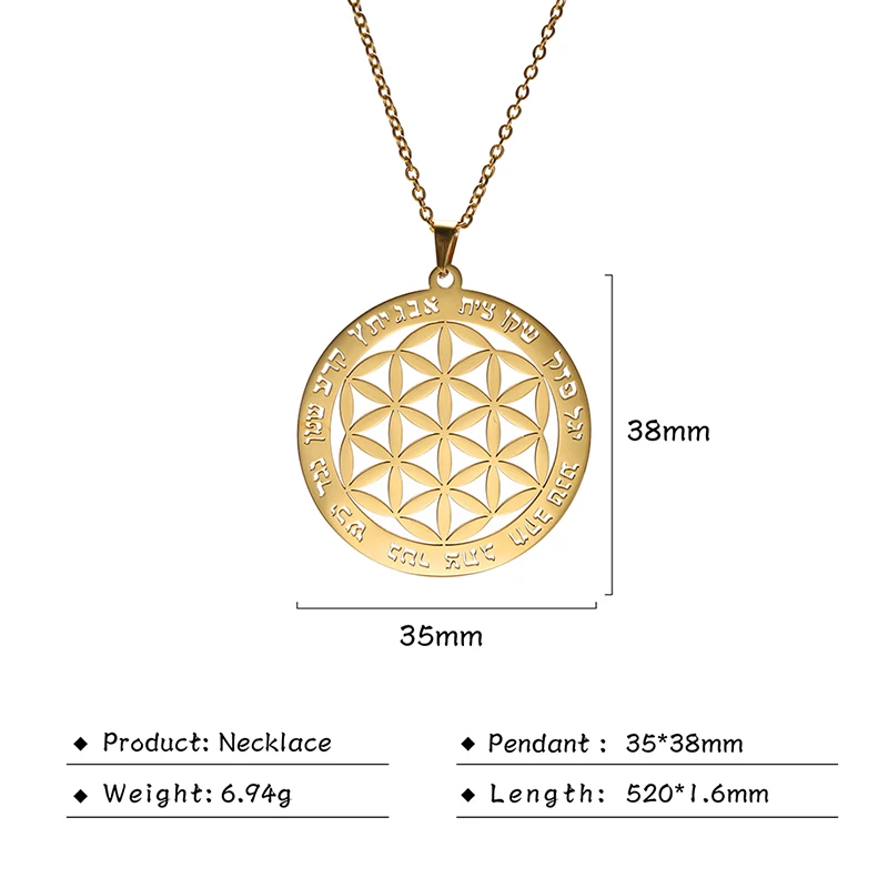 Flower of Life Sacred Geometry Necklace ·Stainless Steel Mandala Pendant for Women & Men, Viking-Inspired Spiritual Jewelry