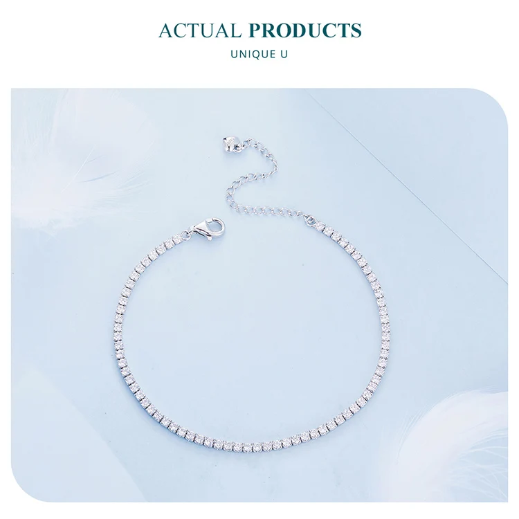 925 Sterling Silver Adjustable Tennis Bracelet for Women ·Platinum Plated with 3mm Clear Cubic Zirconia, Classic Style