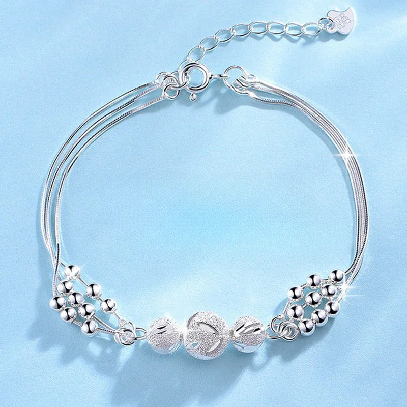 925 Sterling Silver Full-Blown Flowers Bracelet ·Delicate Adjustable Light Luxury Jewelry for Women, Party & Wedding