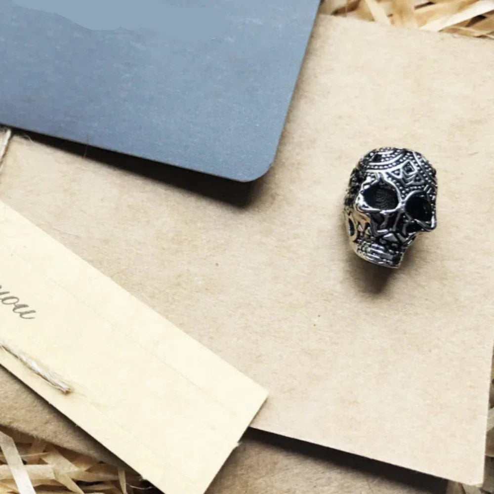 Beads Black Skull King 925 Sterling Silver Punk Charm Jewelry - Summer 2024 Gift for Women & Men