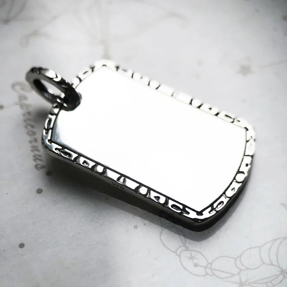 Pendant Dog Tag 925 Sterling Silver - Fashion Fine Jewelry, Europe-Inspired Rebel Street Style Gift for Women & Men