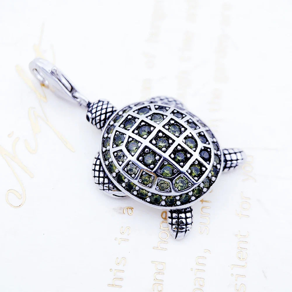 Pendant Green Turtle Large 925 Sterling Silver - Brand New Fashion Jewelry, Europe-Inspired Accessories Gift for Women & Men