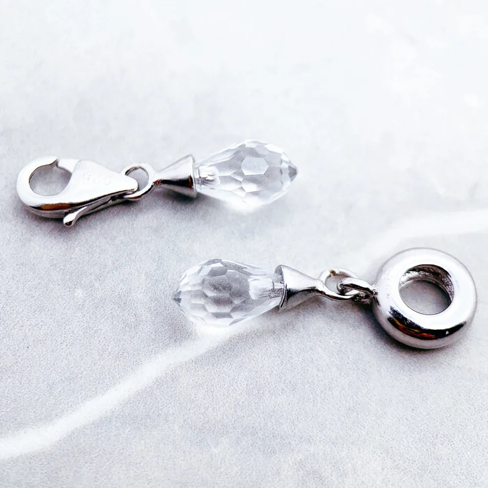 Faceted Teardrop Glass Crystal Charms Findings - 925 Sterling Silver Pendant, 2024 Fashion Water Drop Loose Spacer Beads