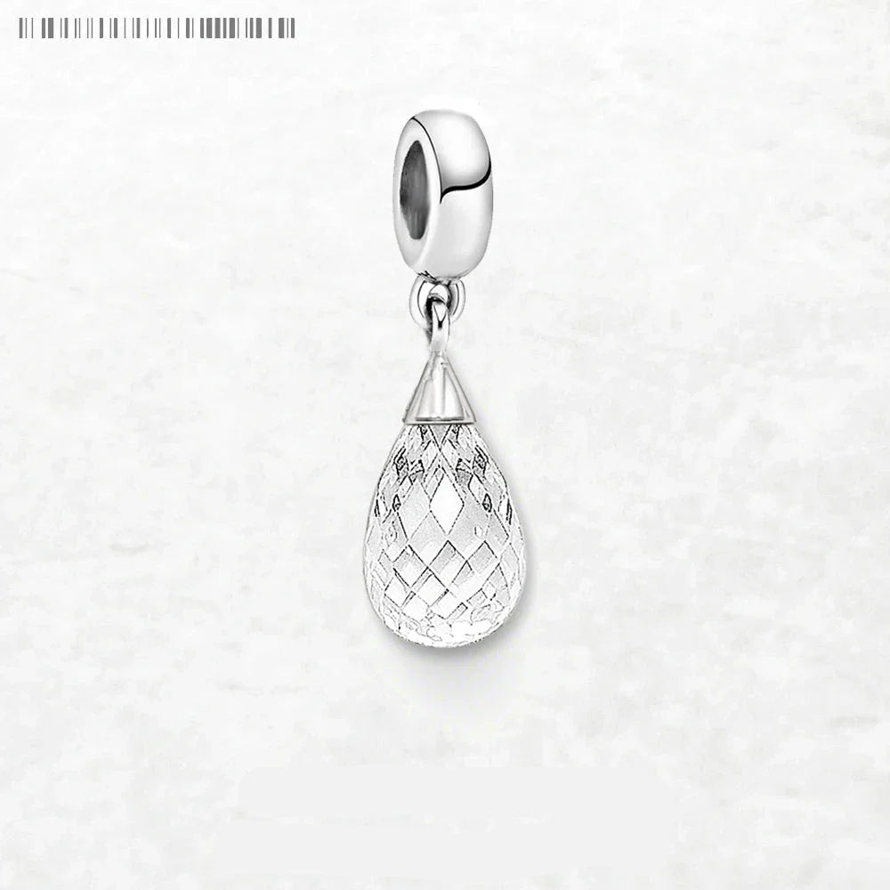 Faceted Teardrop Glass Crystal Charms Findings - 925 Sterling Silver Pendant, 2024 Fashion Water Drop Loose Spacer Beads