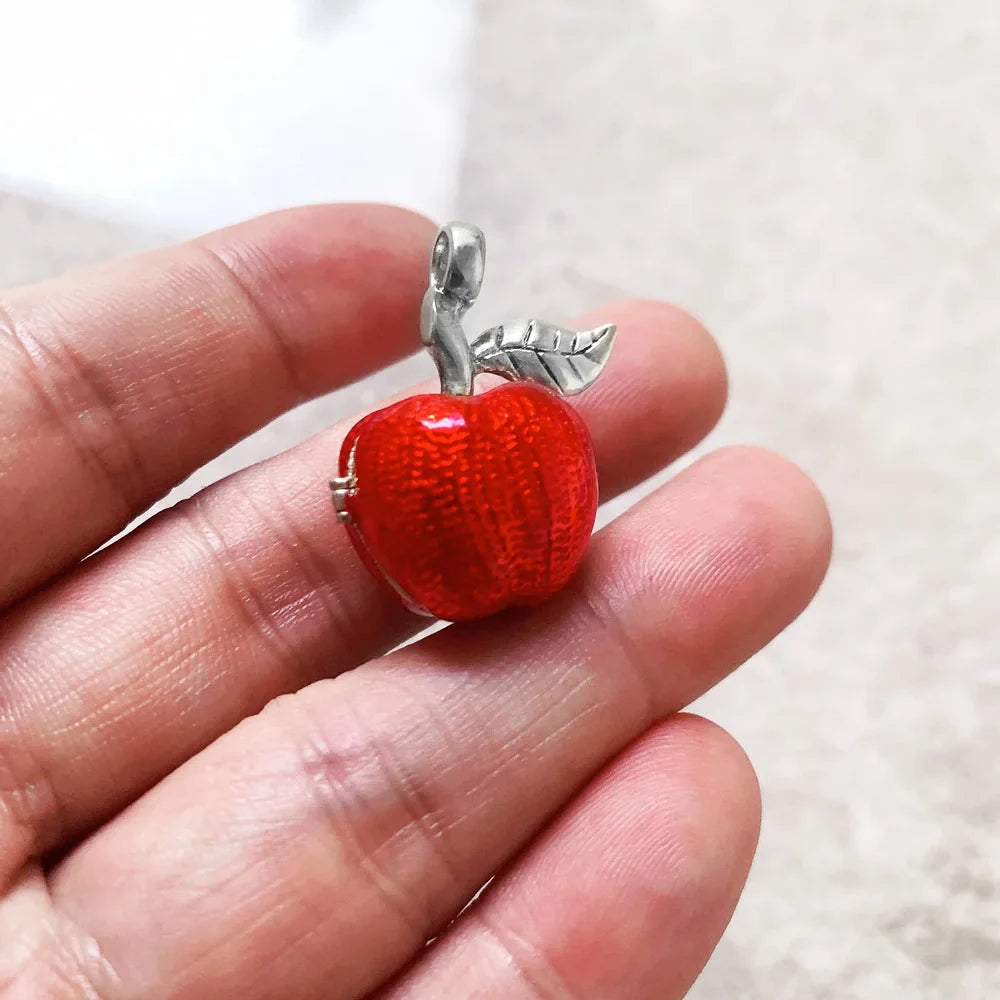 Pendant Big Red Apple Locket 925 Sterling Silver - Brand New Fashion Jewelry, Europe-Inspired Accessories Gift for Women