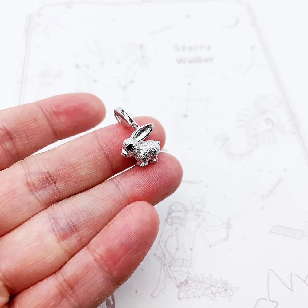 Authentic 925 Sterling Silver Elegance Lovely Rabbit Pendant Charm - Cute DIY Fashion Jewelry Gift for Women