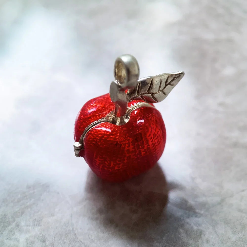 Pendant Big Red Apple Locket 925 Sterling Silver - Brand New Fashion Jewelry, Europe-Inspired Accessories Gift for Women