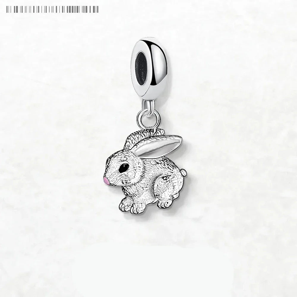 Authentic 925 Sterling Silver Elegance Lovely Rabbit Pendant Charm - Cute DIY Fashion Jewelry Gift for Women