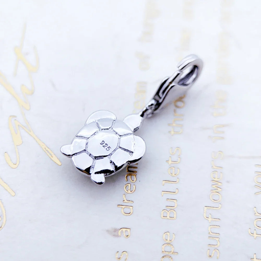 Green Turtle Charm Pendant for Women & Men - Brand New 925 Sterling Silver Cute Ocean Jewelry