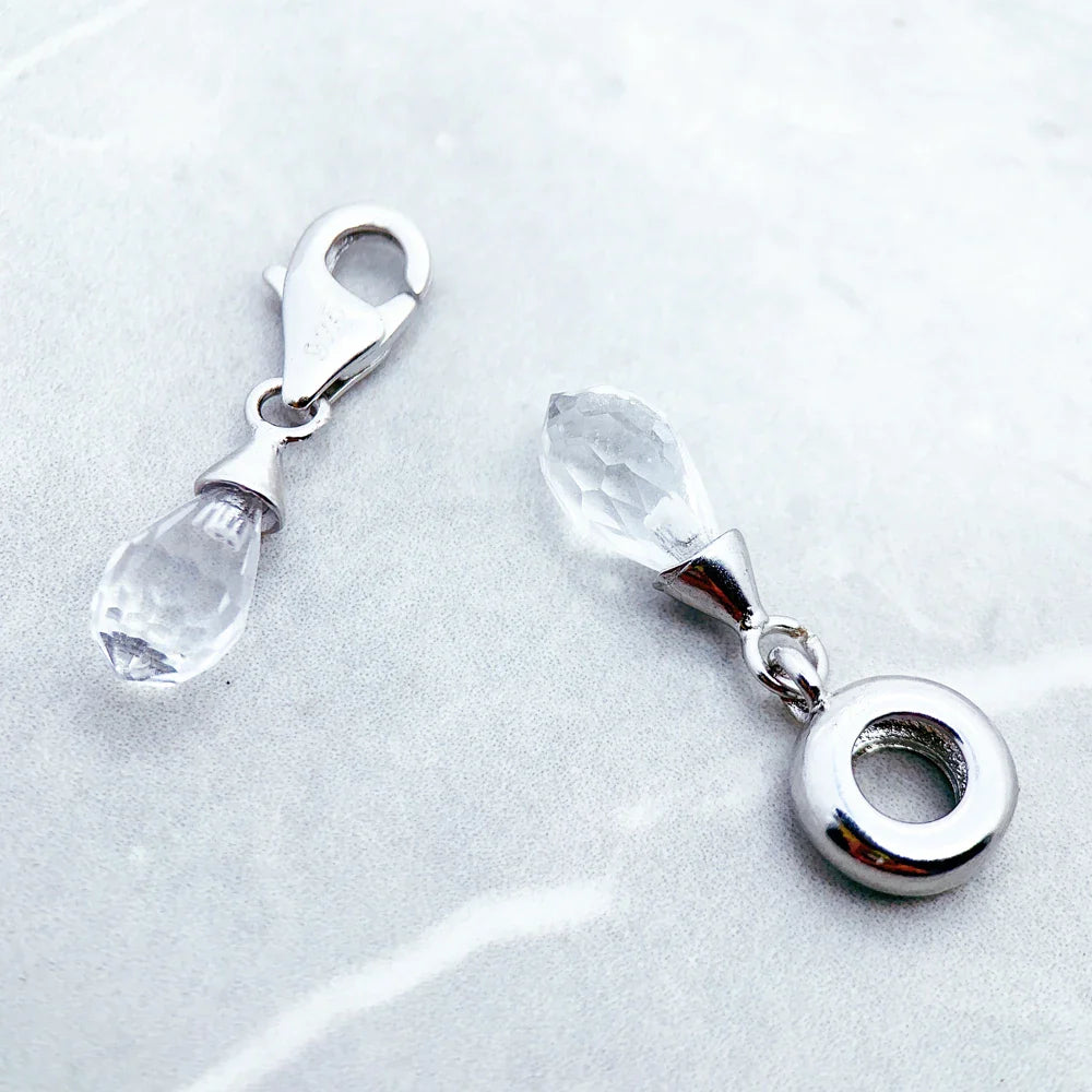 Faceted Teardrop Glass Crystal Charms Findings - 925 Sterling Silver Pendant, 2024 Fashion Water Drop Loose Spacer Beads