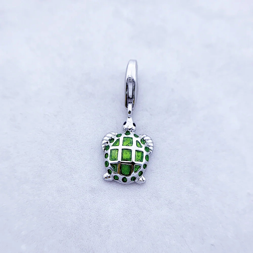 Green Turtle Charm Pendant for Women & Men - Brand New 925 Sterling Silver Cute Ocean Jewelry