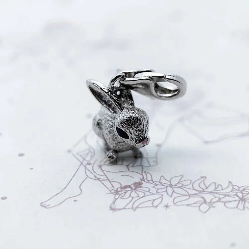 Authentic 925 Sterling Silver Elegance Lovely Rabbit Pendant Charm - Cute DIY Fashion Jewelry Gift for Women