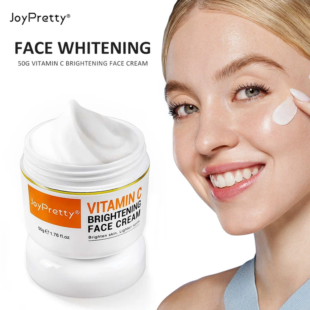 JoyPretty Vitamin C Skin Care Set ·Whitening Cream, Dark Spots Serum, Gentle Cleansing, Deep Moisturizing, Pore Shrinking Skincare