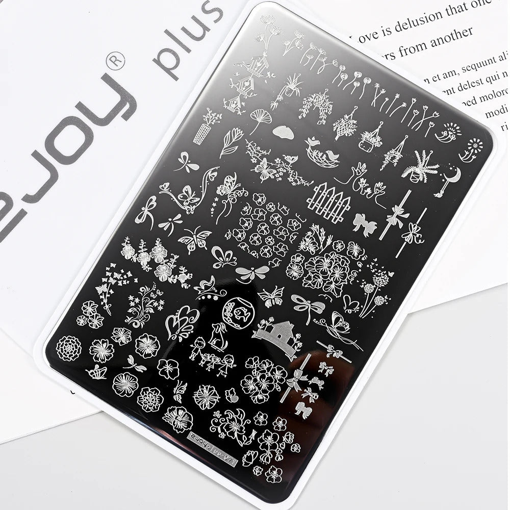 Large Geometry Nail Stamping Plates ·Animal & Line Designs, Thickened Template Mold for Nail Art Printing, Stencil Stamp Tool