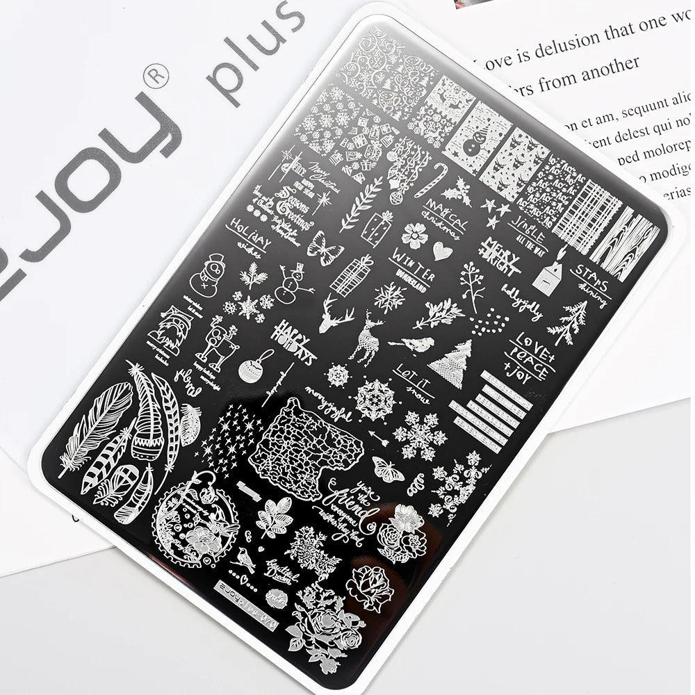 Large Geometry Nail Stamping Plates ·Animal & Line Designs, Thickened Template Mold for Nail Art Printing, Stencil Stamp Tool