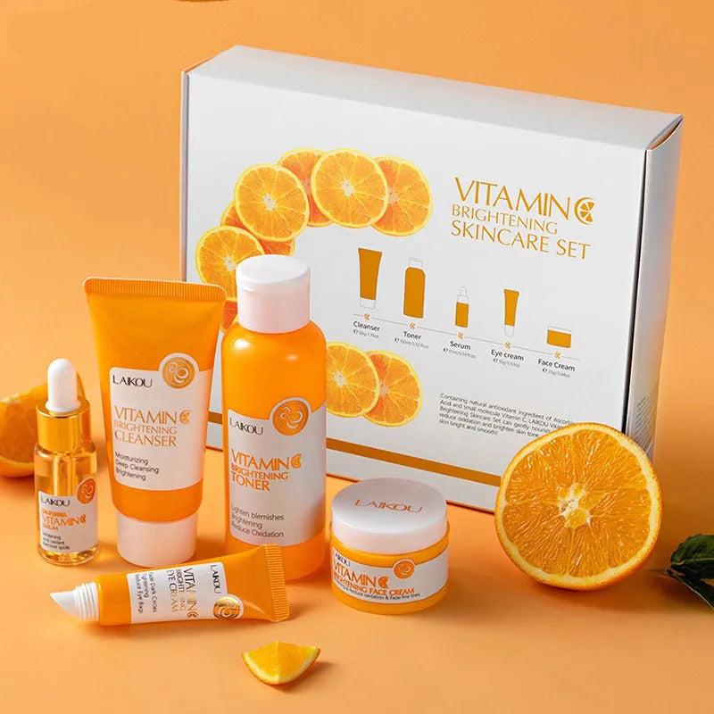 LAIKOU Vitamin C Face Care Cream Set ·5-Piece Set for Deep Cleansing, Moisturizing, Dark Spot Removal & Brightening ·Korean Skin Care