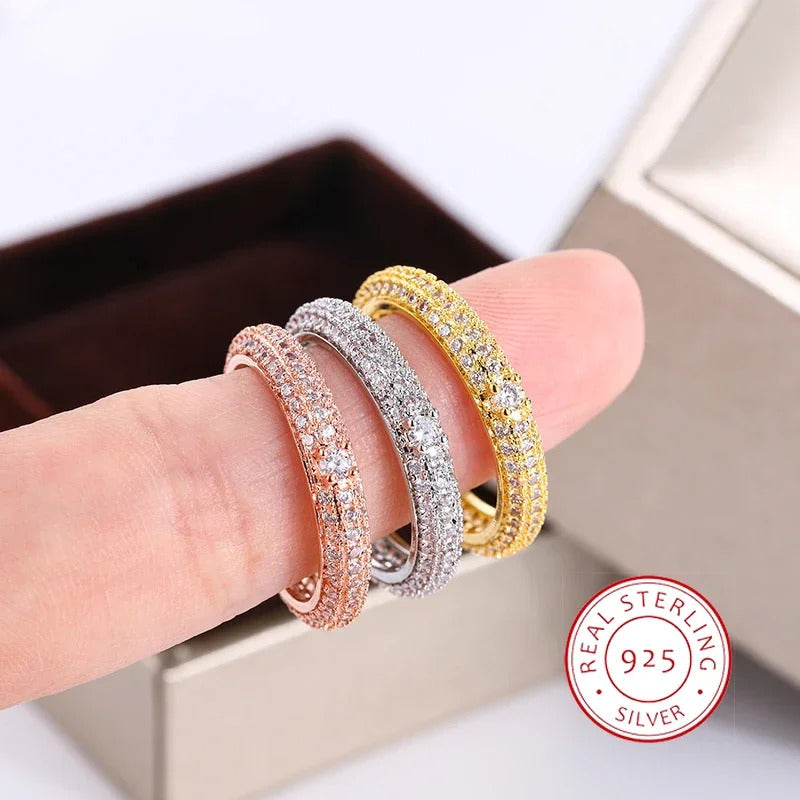 High-Quality Geometric White Zircon Ring ·925 Silver Plated in Yellow Gold & Rose Gold for Women