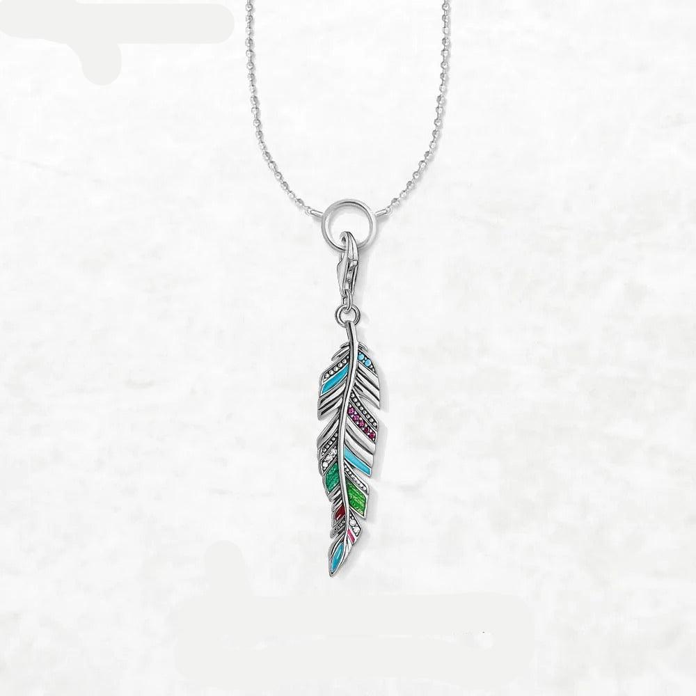 Necklace Ethnic Feather - Bohemian 925 Sterling Silver Jewelry for Women