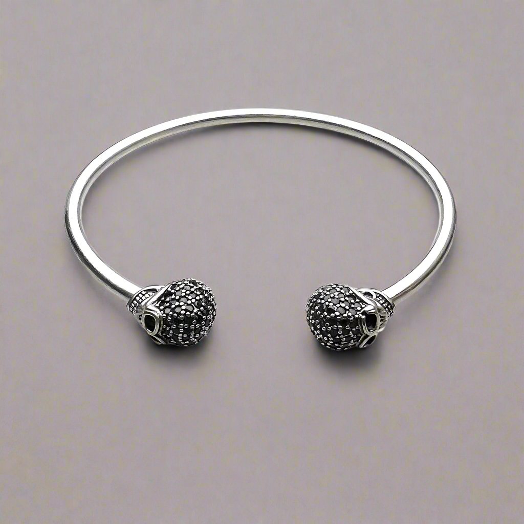 925 Sterling Silver Skull Pave Bracelet & Bangle ·Europe Style Fashion Karma Punk Jewelry Gift for Men & Women