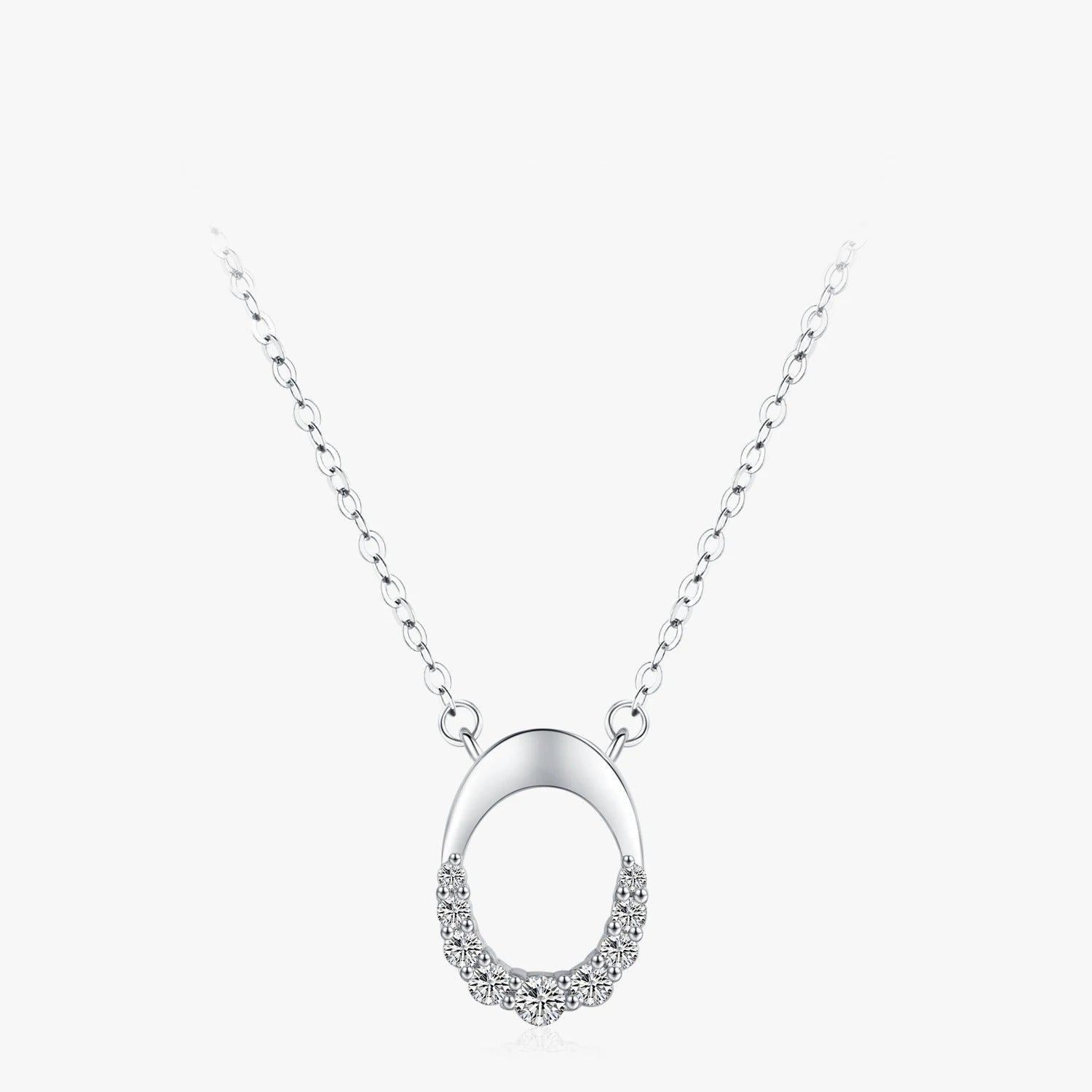 New Arrival Letter O 925 Sterling Silver Geometric Oval Pendant Necklace for Women